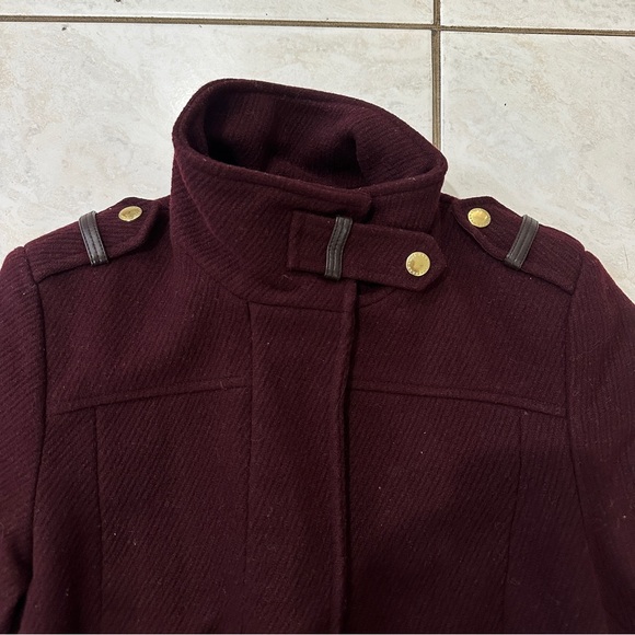 Cole Haan Wine Colored Belted Wool Coat - Picture 5 of 8
